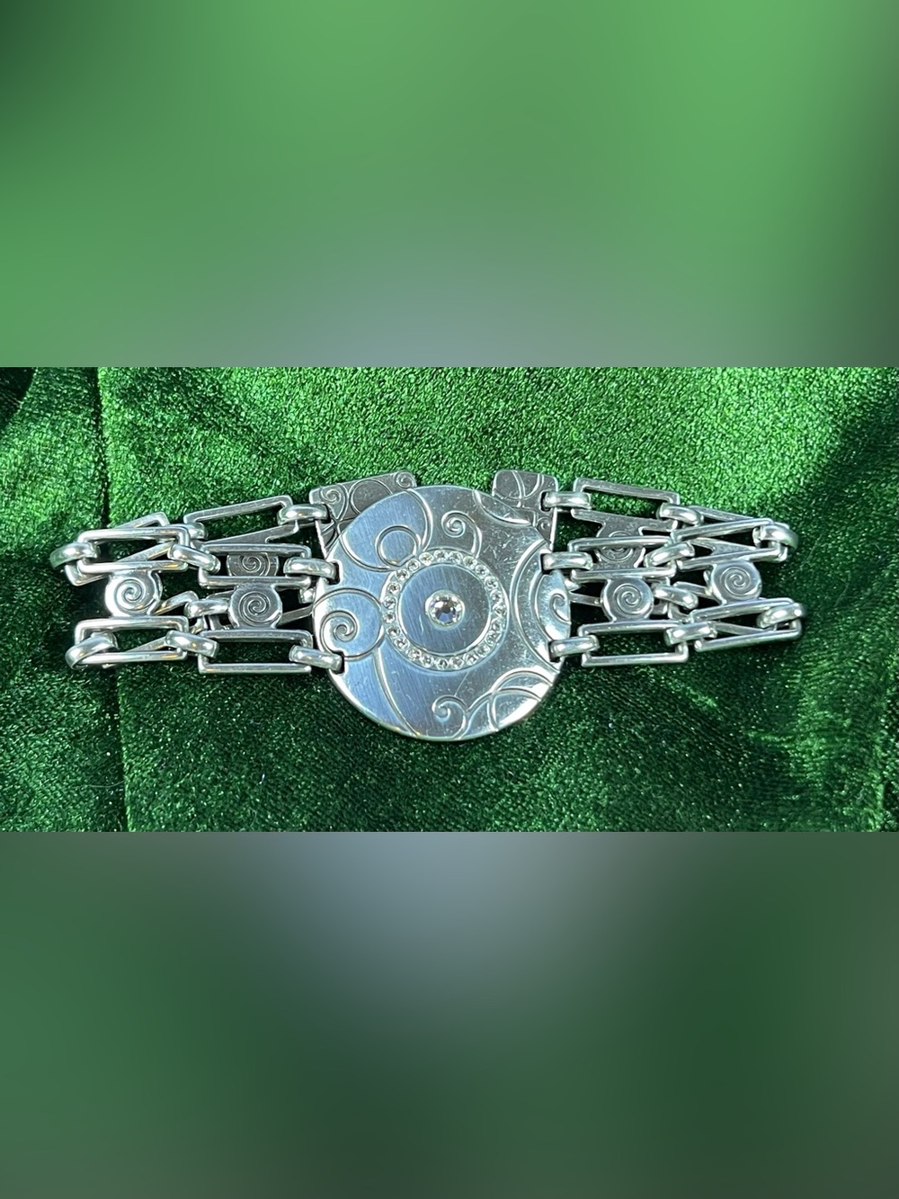 BRIGHTON Limelight Crystal Link Chain Silver Plated Bracelet